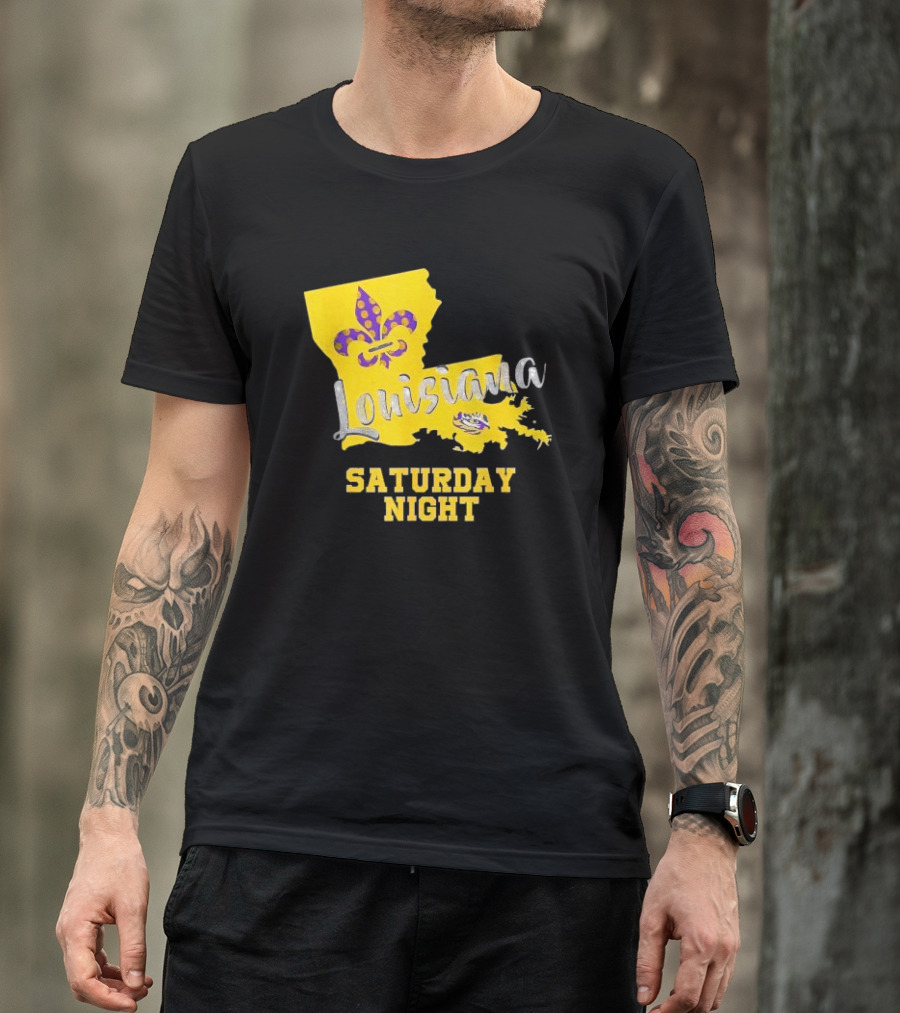 Louisiana Saturday Night LSU Tigers Fleur De Lis T-Shirt