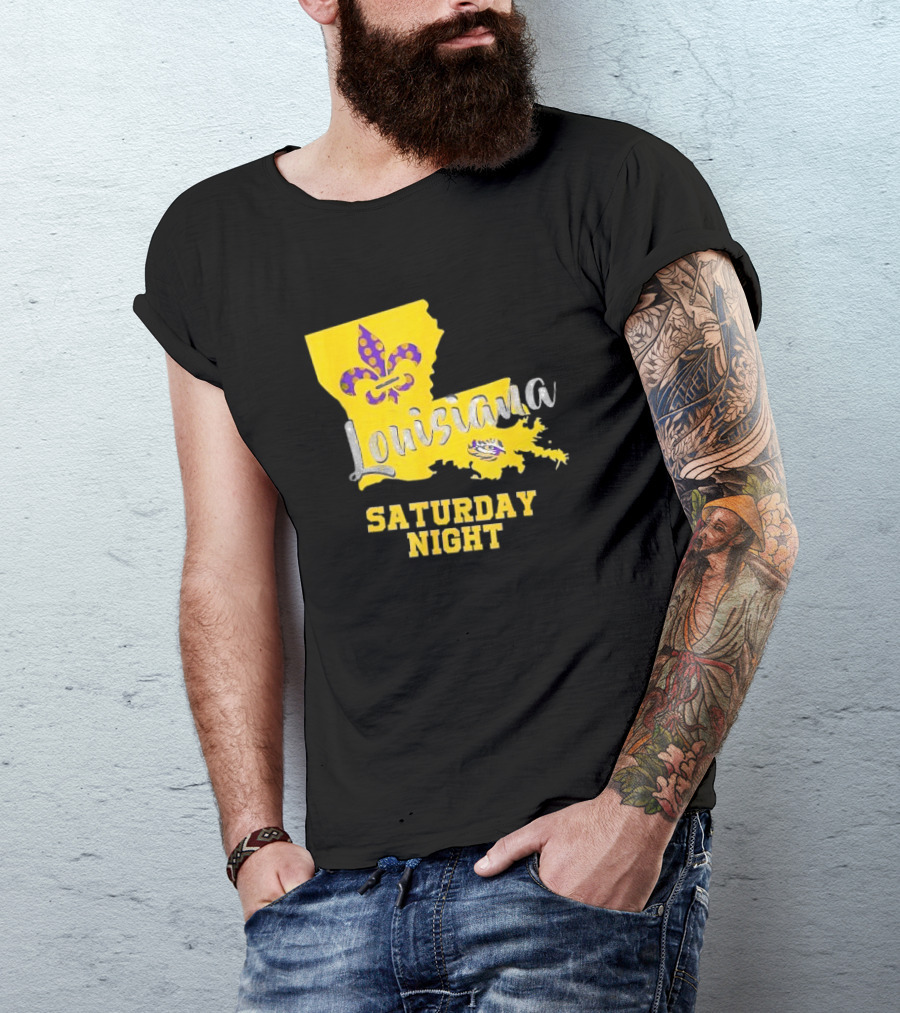Louisiana Saturday Night LSU Tigers Fleur De Lis T-Shirt