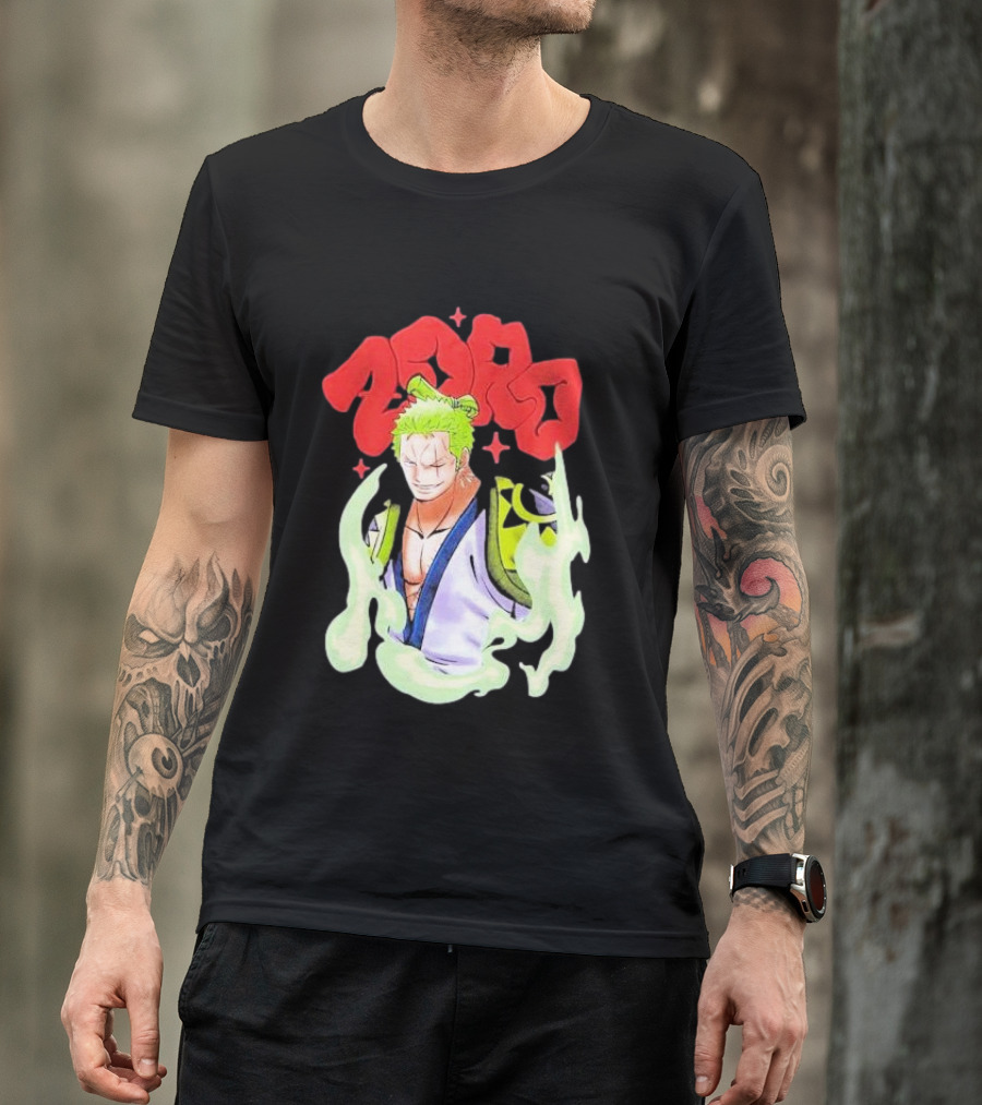 One Piece Zoro Japan Animation Airbrush Style Manga Character T-Shirt
