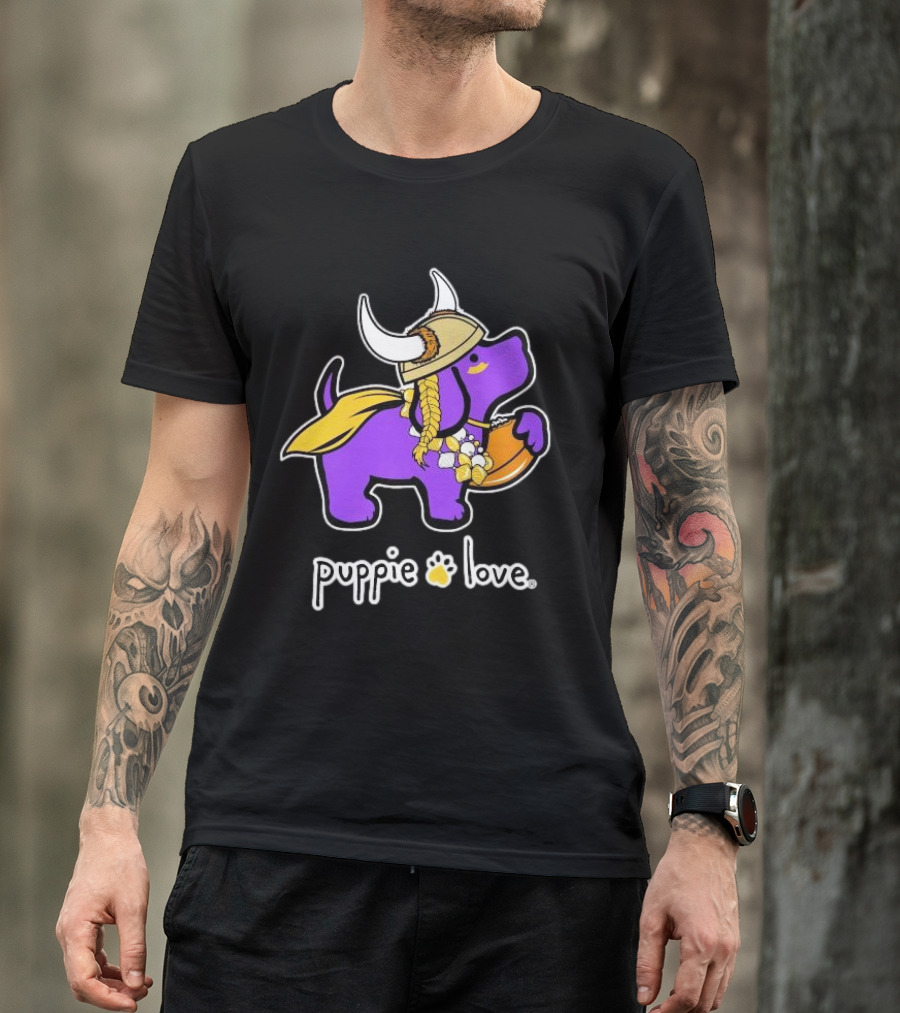 Puppie Love Purple And Gold Viking Pup Minnesota Vikings T-Shirt