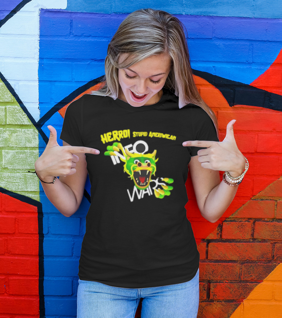 HERROI Stupid American INFO WARS Dragon Face T-Shirt
