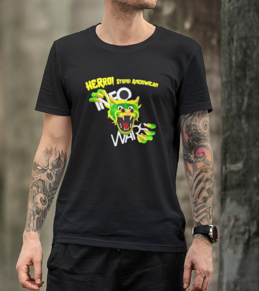 HERROI Stupid American INFO WARS Dragon Face T-Shirt