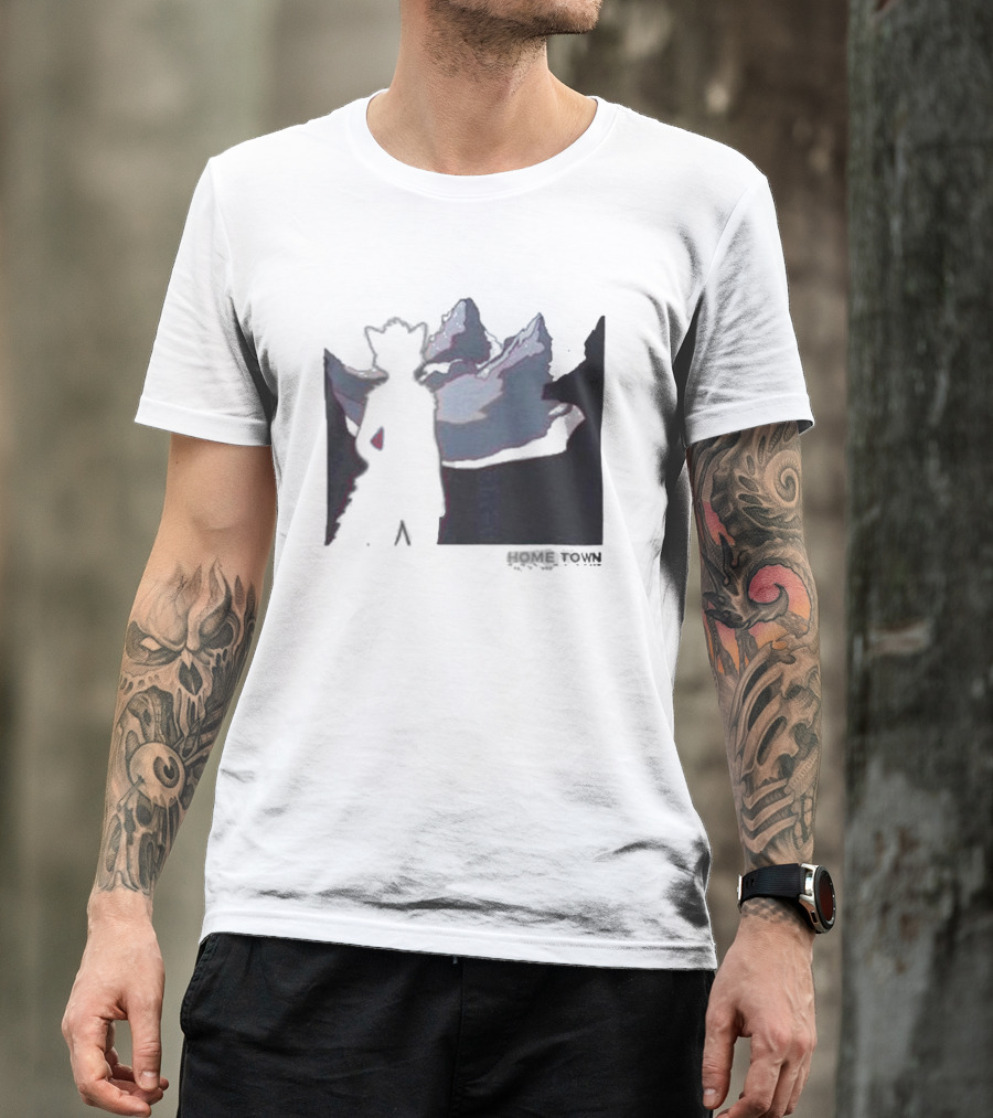 The Fox Nest Store Home Town Silhouette With Mountains Background T-Shirt
