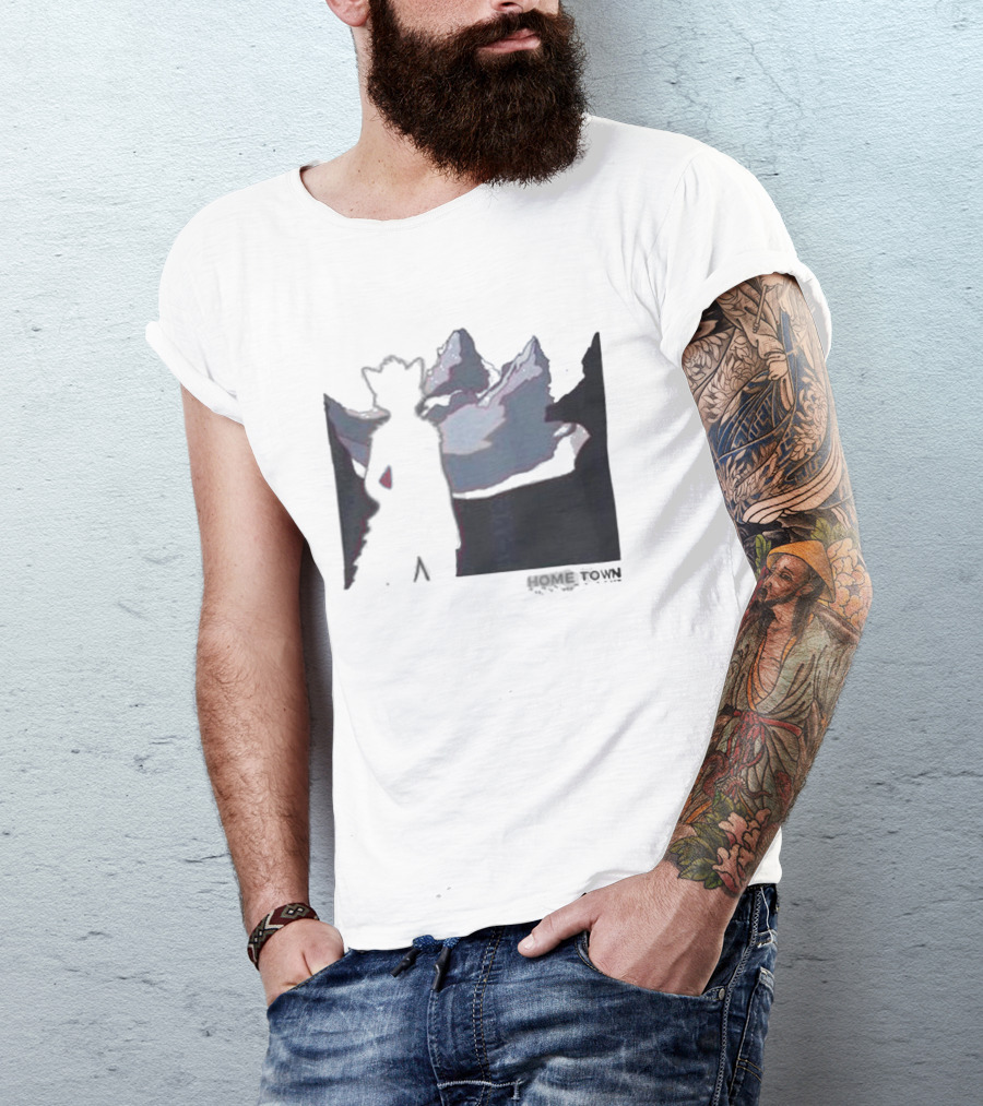 The Fox Nest Store Home Town Silhouette With Mountains Background T-Shirt