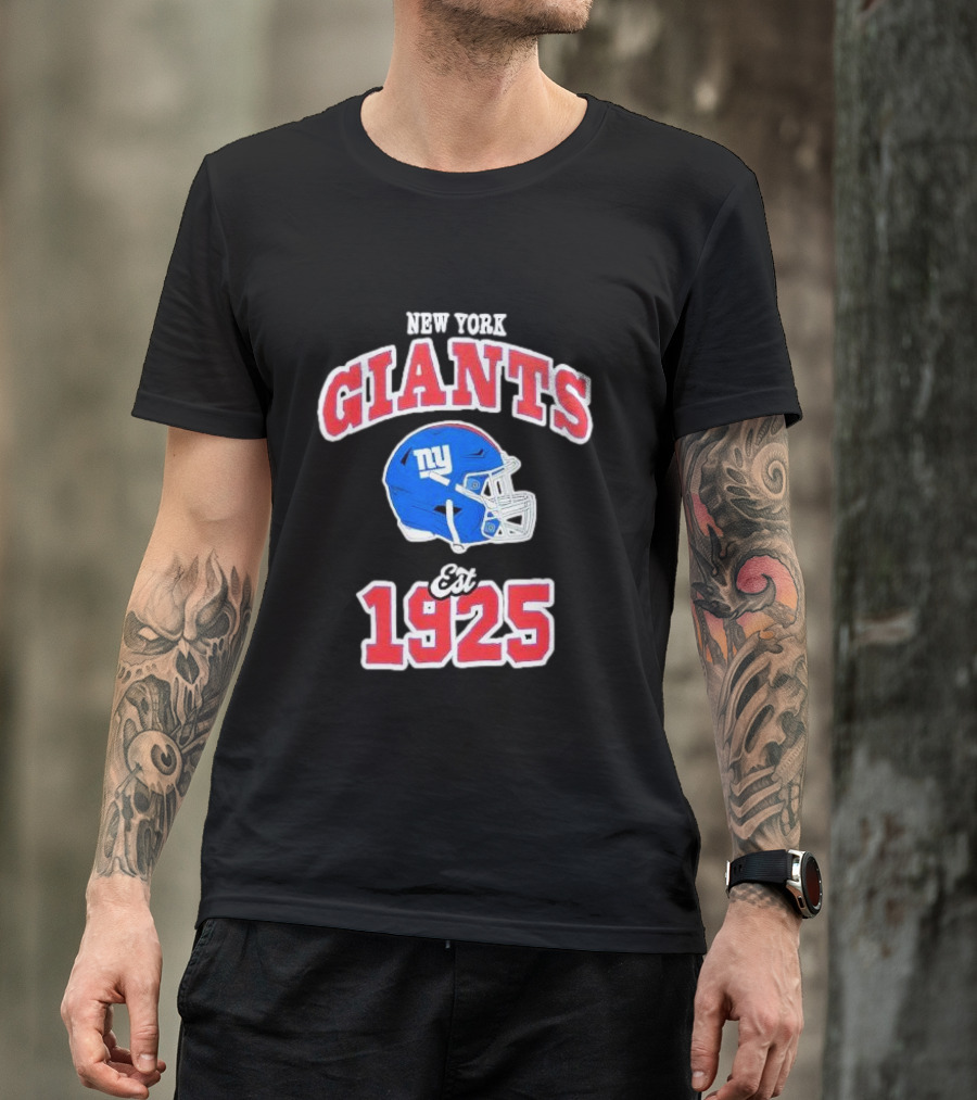 New York Giants Est 1925 Blue Helmet Aleali May Collaboration T-Shirt