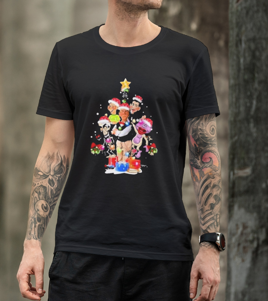 Jeff Dunham Christmas Tree With Characters And Star Holiday T-Shirt