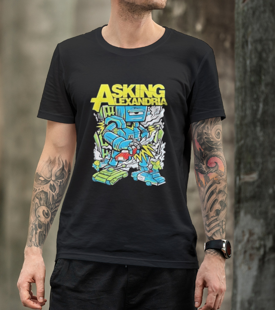 Asking Alexandria Killer Robot Blue And Green Electric Mech T-Shirt