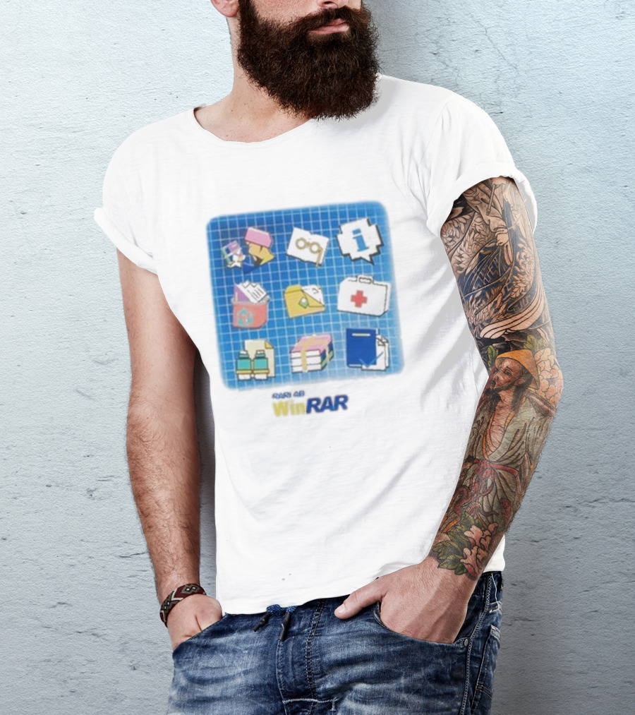WinRAR Software Update Icon Grid With Colorful Symbols T-Shirt