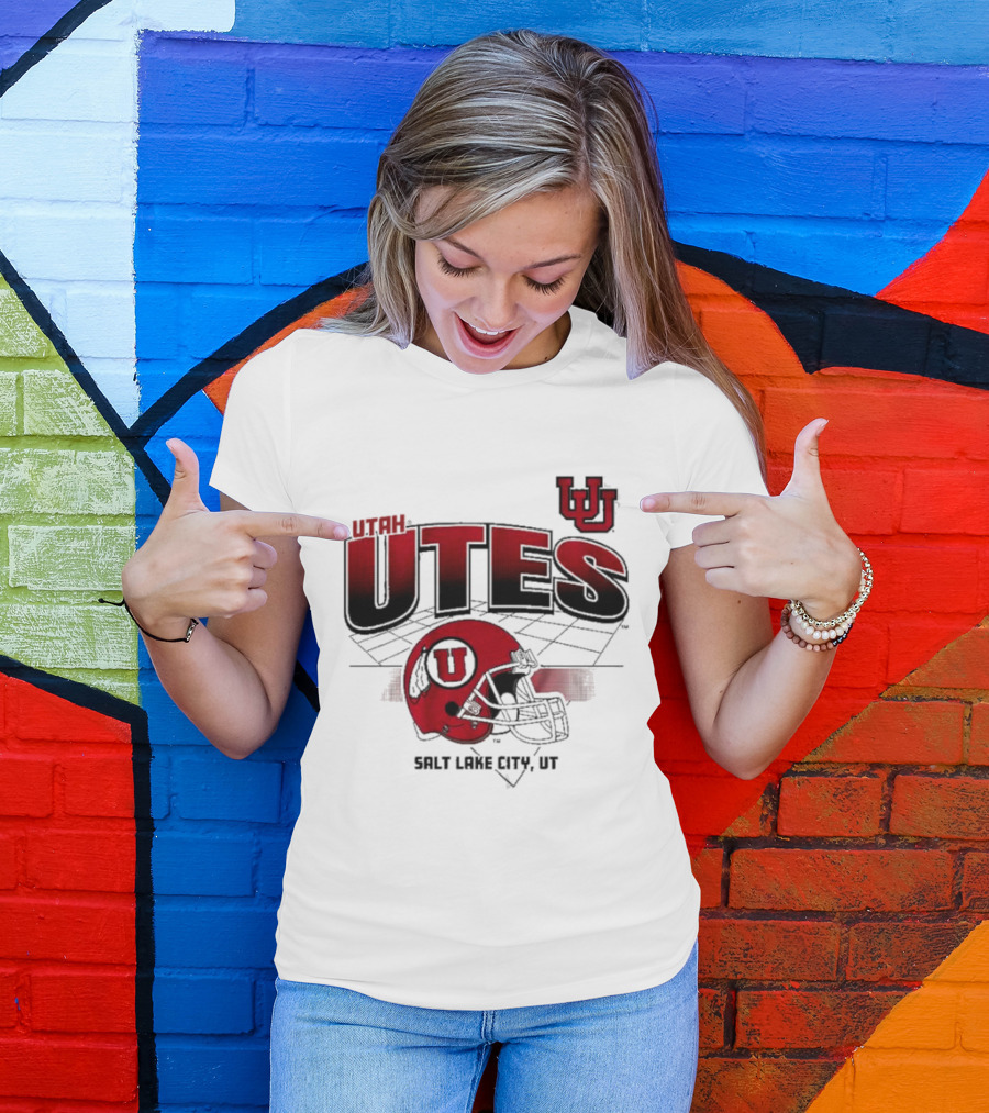 Utah Utes Football Helmet Salt Lake City UT Grid T-Shirt