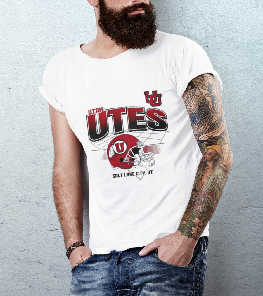 Utah Utes Football Helmet Salt Lake City UT Grid T-Shirt