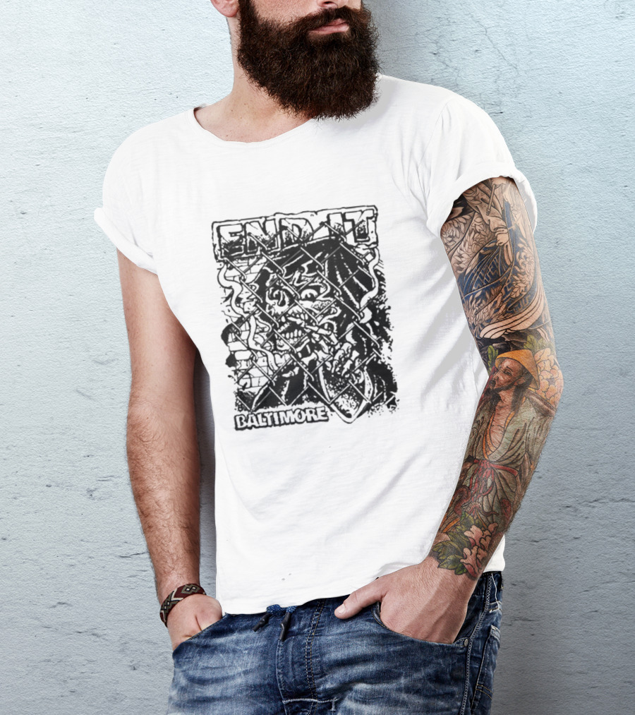 End It Baltimore Skull Behind Fence T-Shirt