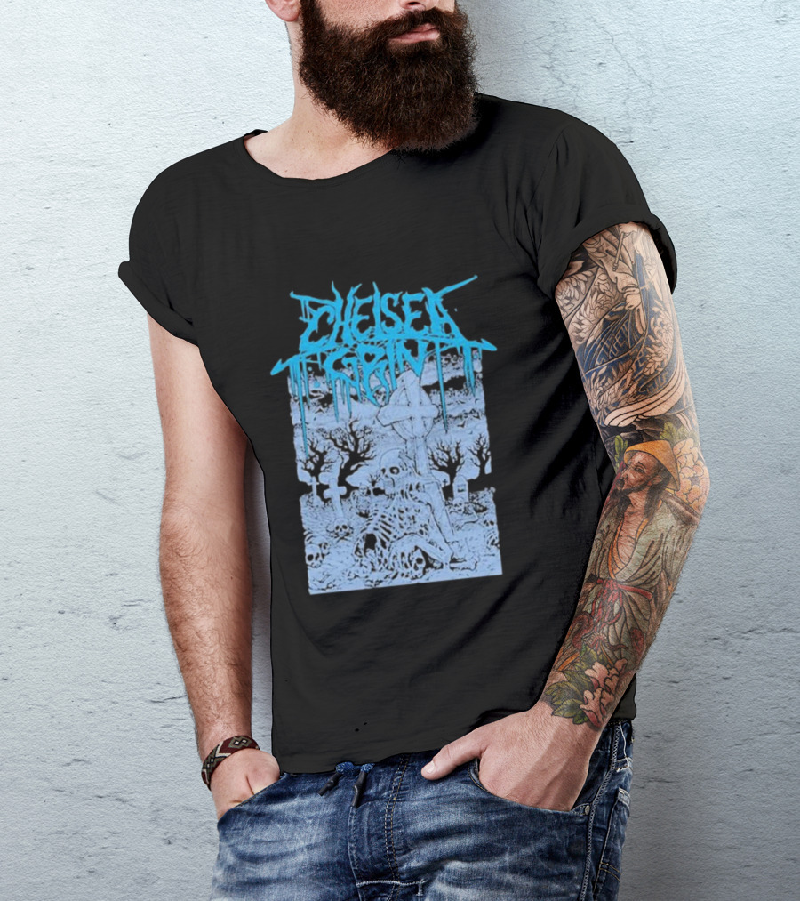 Chelsea Grin Skeleton Cemetery Scene T-Shirt
