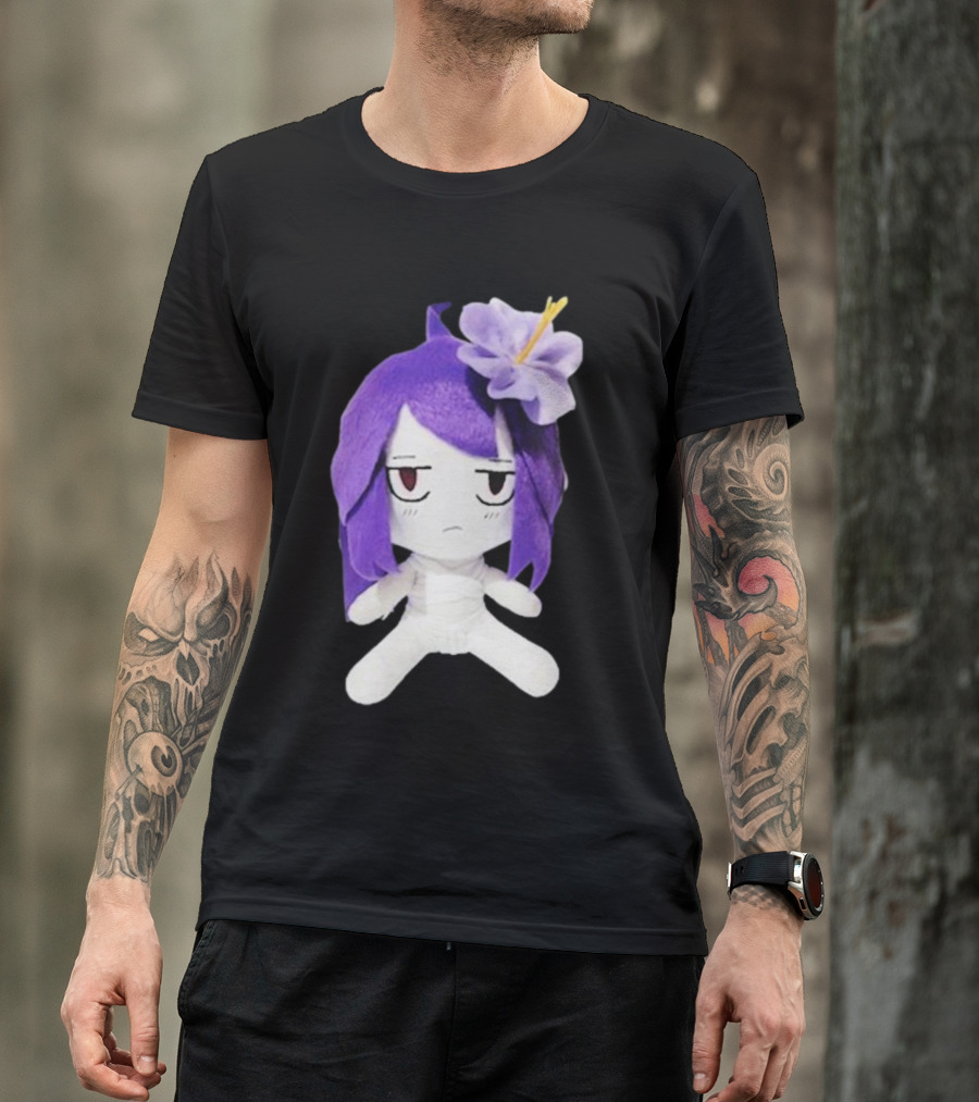 Cynthoni Jvmo Down Right Anime Plush Doll With Purple Hair And Flower T-Shirt