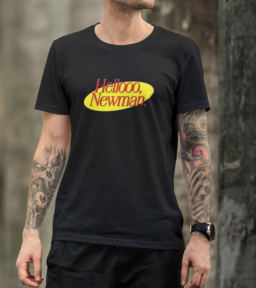 Hello Newman Seinfeld Catchphrase Yellow Oval T-Shirt
