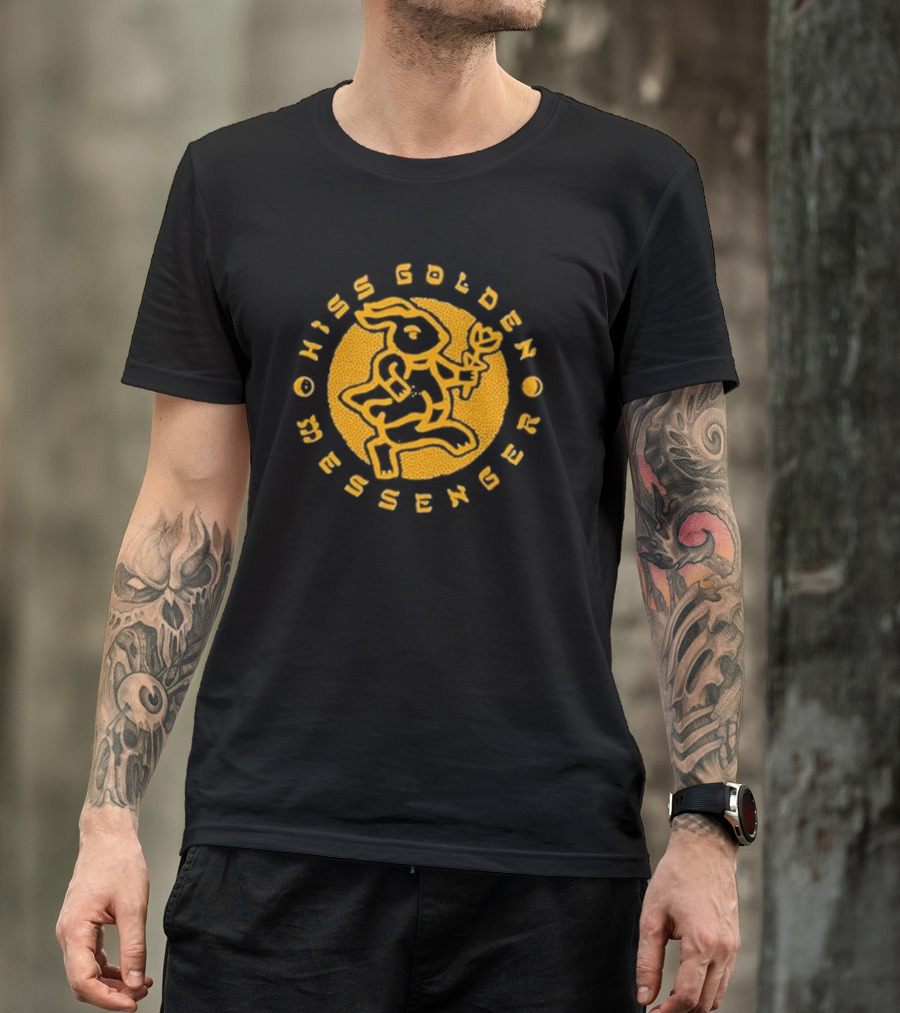 Hiss Golden Messenger Acid Rabbit Yellow Bouncing Hare Holding Flower T-Shirt