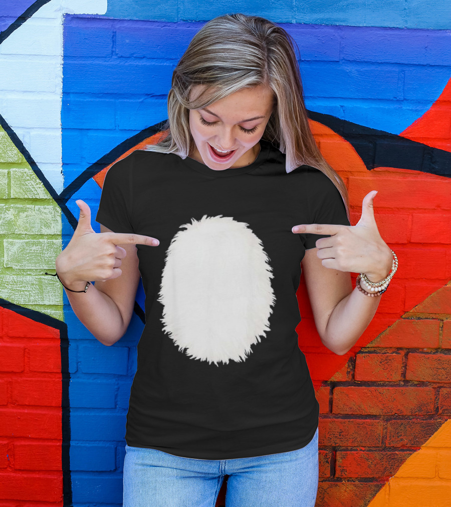 White Furry Belly DIY Costume Cosplay Animal Theme Panda Bear Cat Skunk Deer T-Shirt