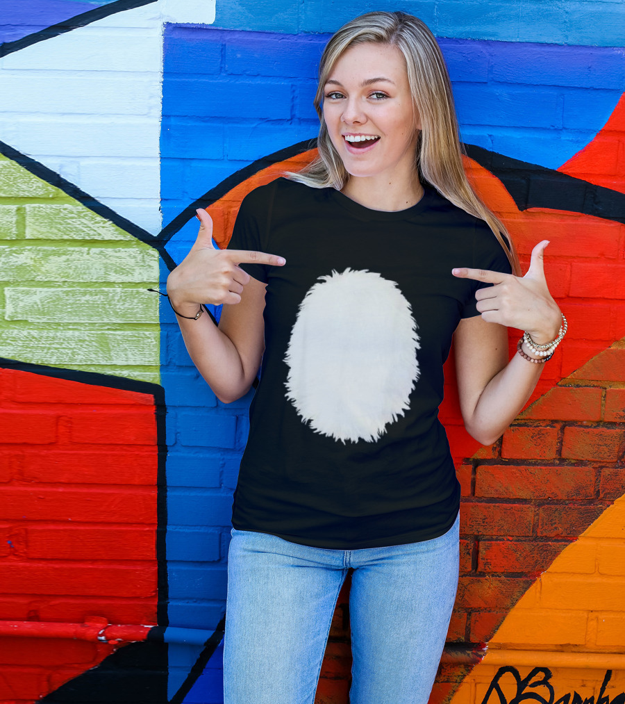 White Furry Belly DIY Costume Cosplay Animal Theme Panda Bear Cat Skunk Deer T-Shirt