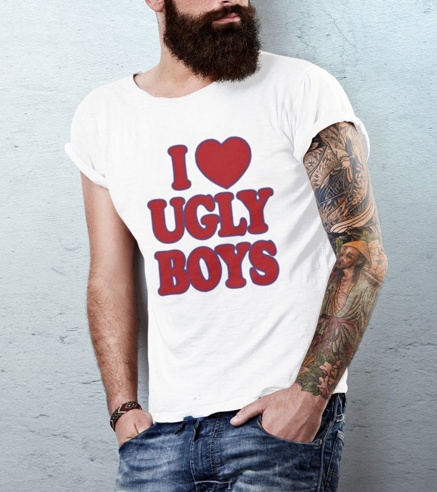 Omar Apollo I Love Ugly Boys Red Text Heart T-Shirt