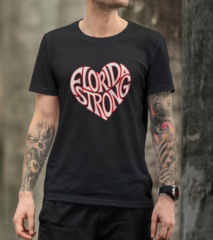 Florida Strong Heart Typography State Pride T-Shirt