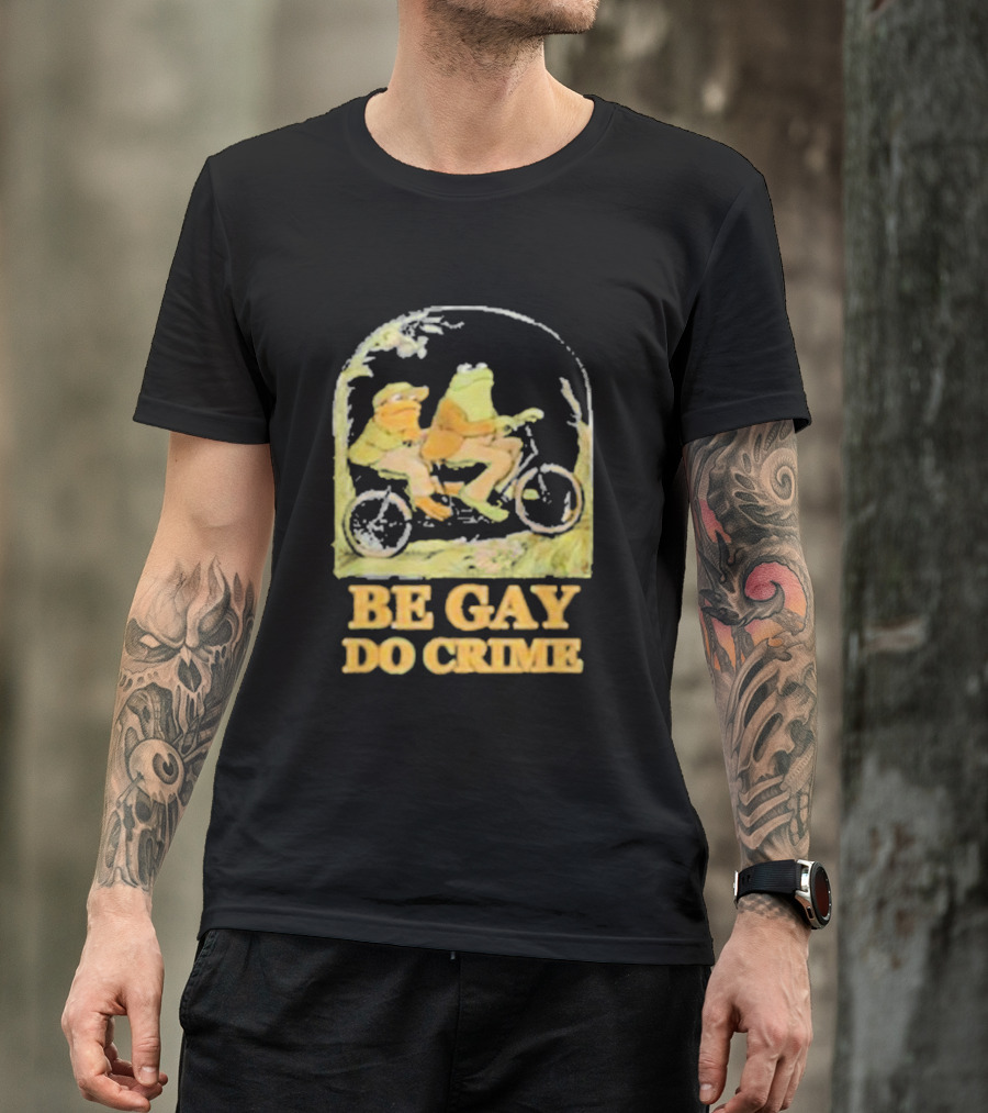Frogs Be Gay Do Crime Bicycle Adventure T-Shirt
