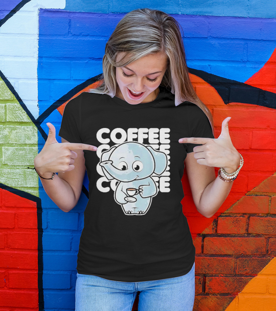 Cute Elephant Coffee Kawaii Neko Anime T-Shirt