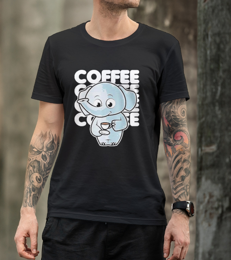 Cute Elephant Coffee Kawaii Neko Anime T-Shirt