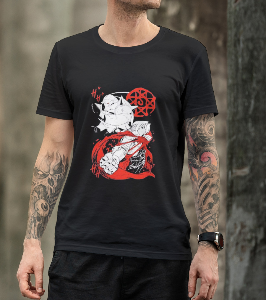 Fullmetal Alchemist Brotherhood Alphonse Elric Red Alchemy Circle Edward Elric T-Shirt