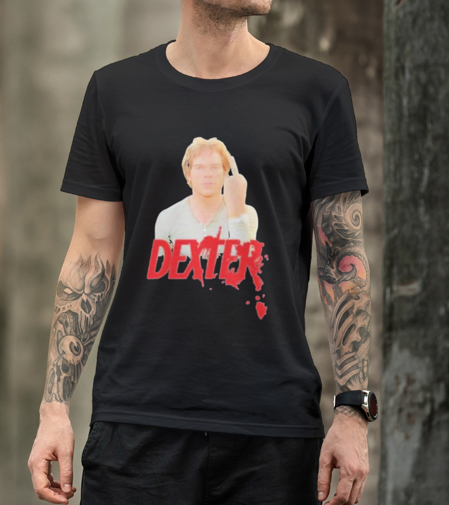 Dexter Bloody Logo Middle Finger Image T-Shirt
