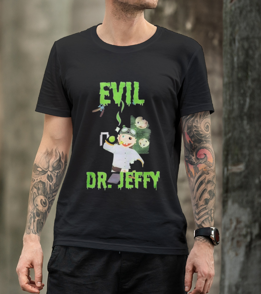 Evil Dr. Jeffy SML Mad Scientist Character With Green Smoke And Zombie Heads T-Shirt