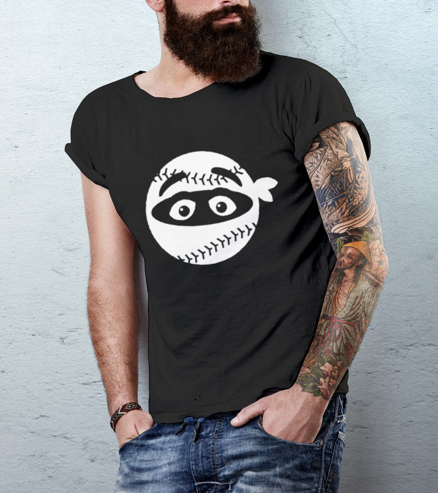 New York Mets Pitching Ninja Baseball Face Grimace T-Shirt