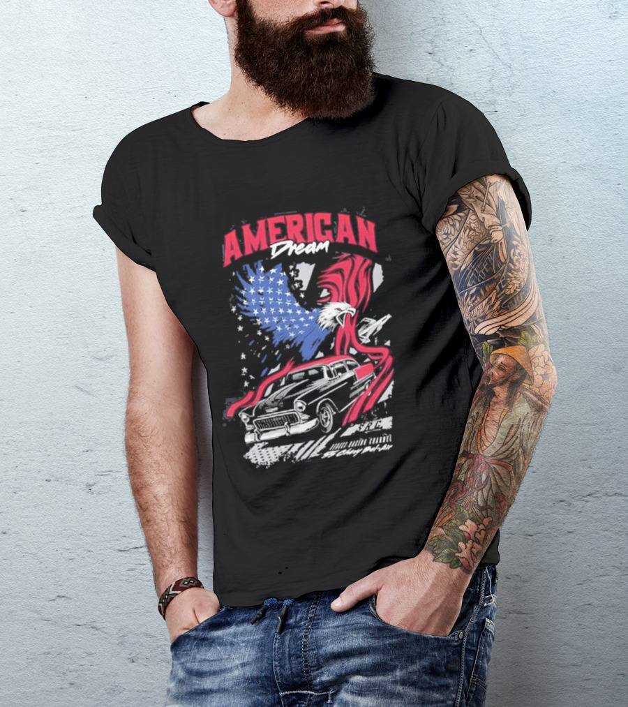 American Dream Eagle With Classic Chevy And Stars T-Shirt