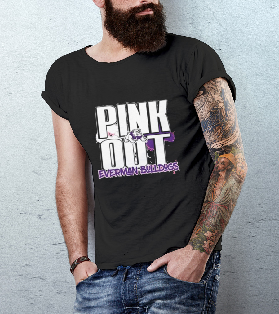 Everman Bulldogs Pink Out Event Featuring Bulldog Mascot T-Shirt