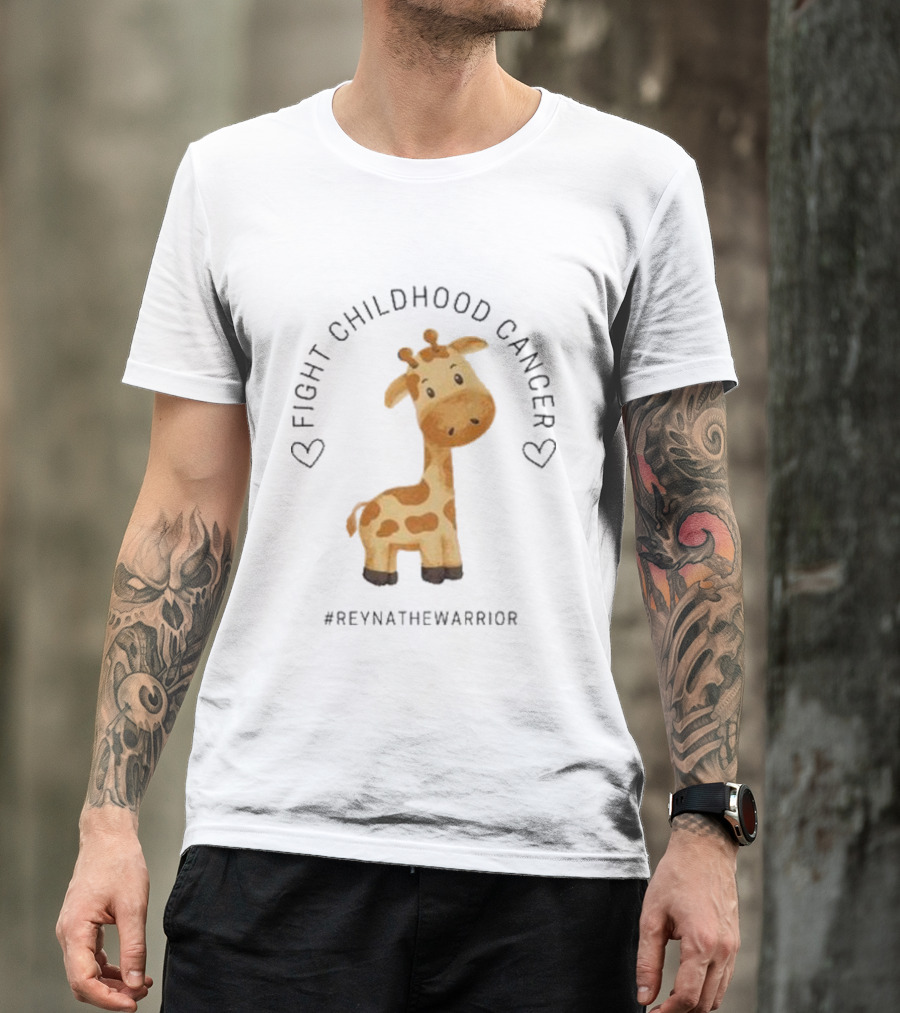 FIGHT CHILDHOOD CANCER REYNATHEWARRIOR GIRAFFE HEARTS T-Shirt