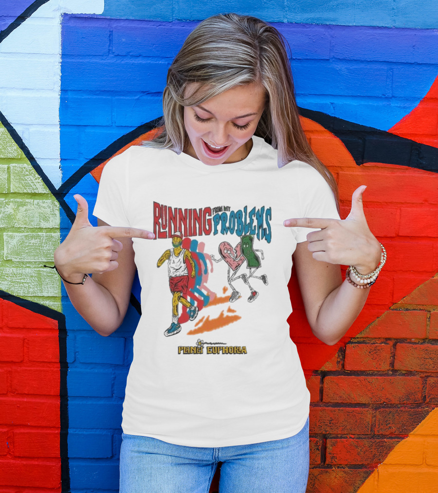 Running From My Problems Cartoon Characters Planet Euphoria T-Shirt