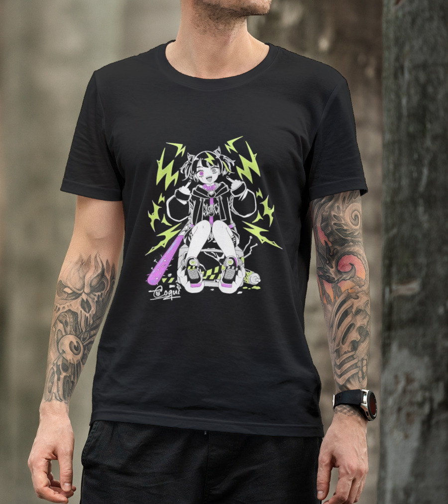 Coqui Delinquent Frog Vtuber With Purple Bat And Lightning T-Shirt