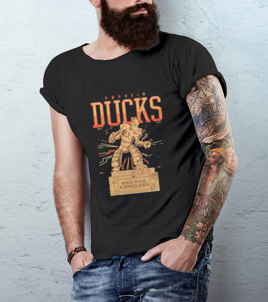 Anaheim Ducks Wild Wing Conquers Statue T-Shirt