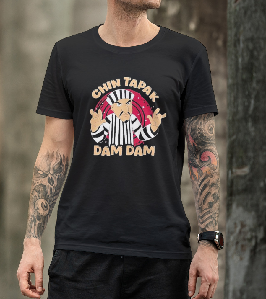 Chin Tapak Dam Dam Cartoon Villain With Stripes And Stars T-Shirt