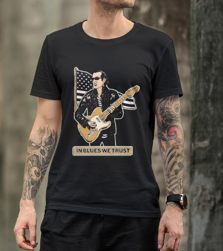 In Blues We Trust Joe Bonamassa Blues Hero American Flag Guitar T-Shirt