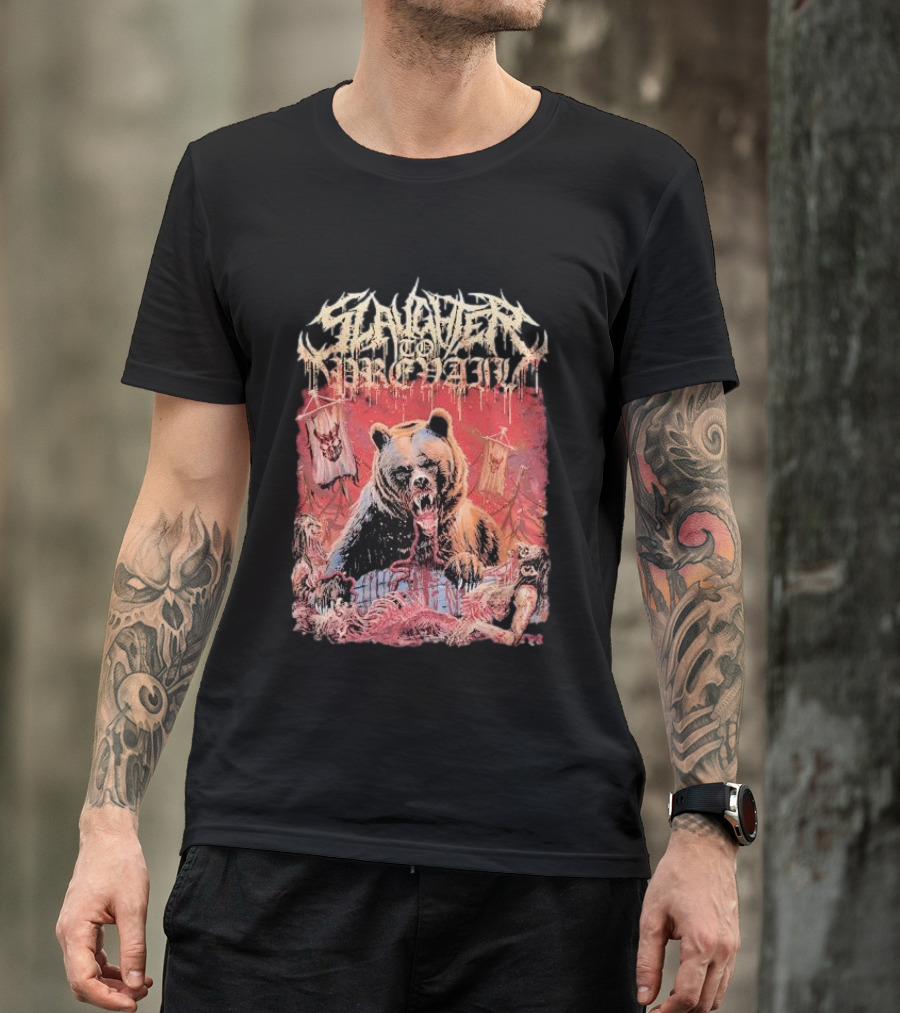 Slaughter To Prevail Bear With Blood-Soaked Banner Background T-Shirt