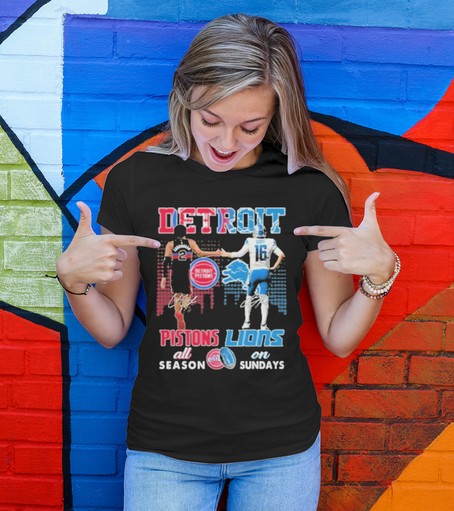 Detroit Pistons Lions All Season On Sundays T-Shirt