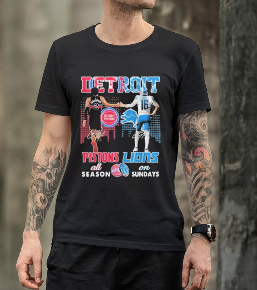 Detroit Pistons Lions All Season On Sundays T-Shirt