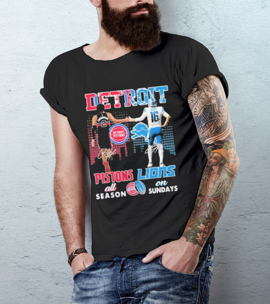 Detroit Pistons Lions All Season On Sundays T-Shirt