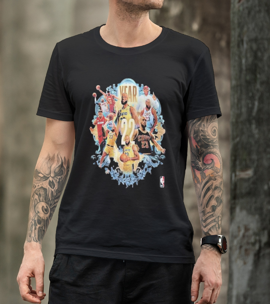 22 Years Of NBA Legend LeBron James In Lakers Cavs And Heat Jerseys T-Shirt