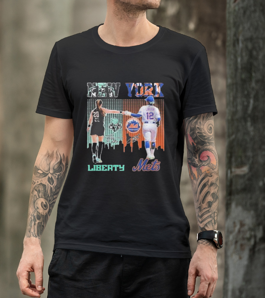 New York Liberty Sabrina Ionescu Francisco Lindor Mets T-Shirt