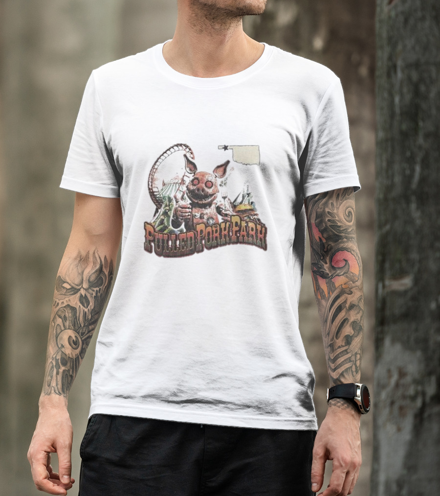Pulled Pork Park Hivemind Roller Coaster Oklahoma Pig Carnival T-Shirt
