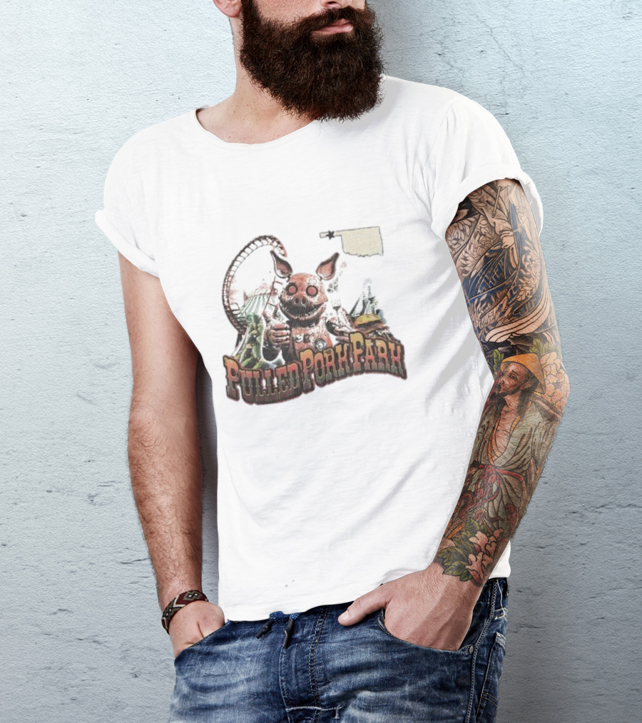 Pulled Pork Park Hivemind Roller Coaster Oklahoma Pig Carnival T-Shirt