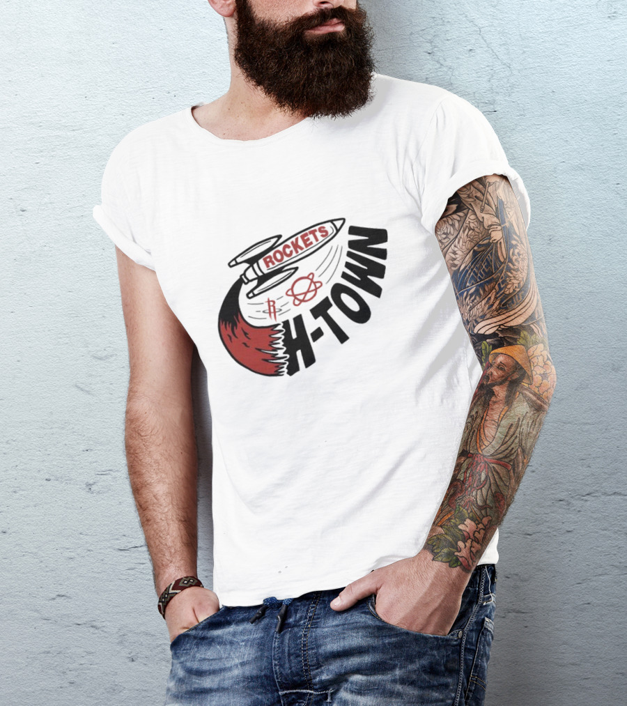 Houston Rockets H-Town Rocketship Orbit T-Shirt