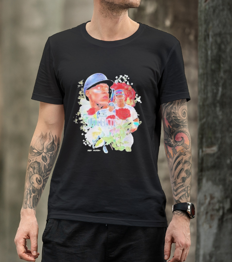 Aaron Judge Smell The Roses New York Yankees Baseball Player Floral T-Shirt