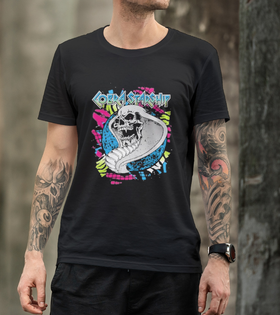 Cobra Starship Skull Snake Retro Neon T-Shirt