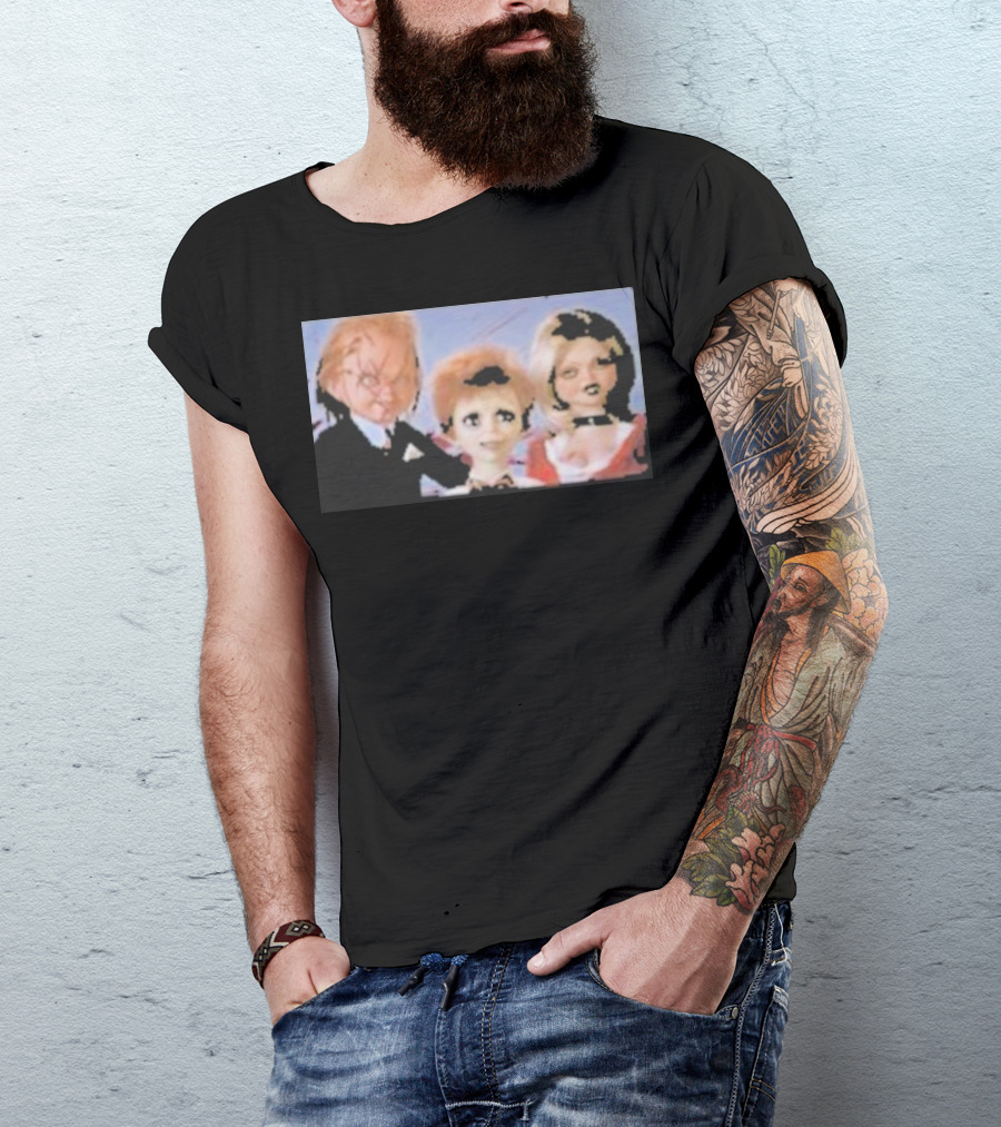 Chucky And Family Horror Characters In Distorted Family T-Shirt